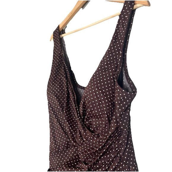 MIRACLESUIT Brown Polka Dot PIN POINT OCEANUS ONE PIECE SWIMSUIT PLUS‎ SIZE 22 W - Picture 3 of 12